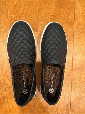 Vans Quilted Slip-On Sneakers - Black with Leopard Insole